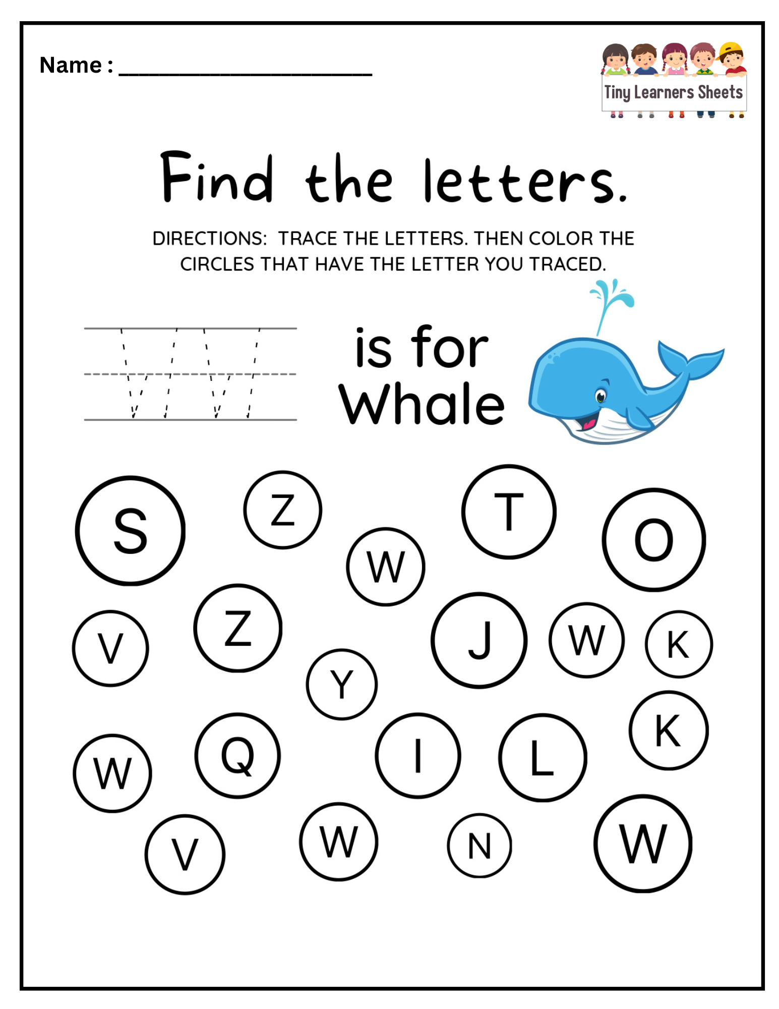 Find Letter W worksheet